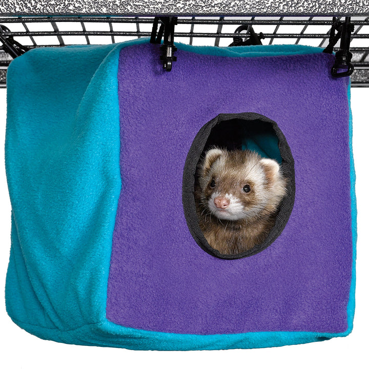 MidWest Homes for Pets Ferret Nation Cozy Cube for Ferret Nation & Critter Nation Small Animal Cages | Measures 8.5L x 8.5W x 9H - Inches 8.5"L x 8.5"W x 9.0"H Purple/Teal