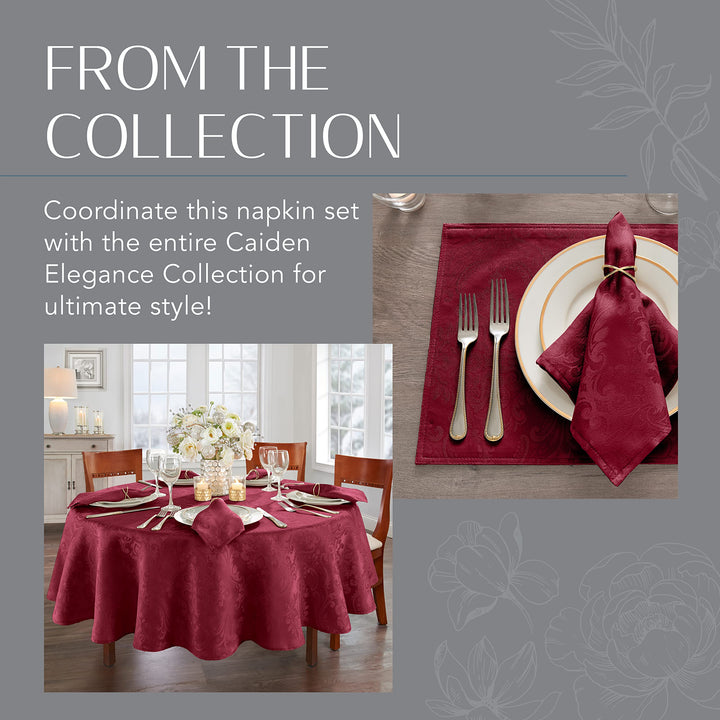 Elrene Home Fashions Caiden Elegance Damask Fabric Napkins (Set of 4), 17" x 17", Cranberry 4 Count Napkins (Set of 4) 17" x 17"