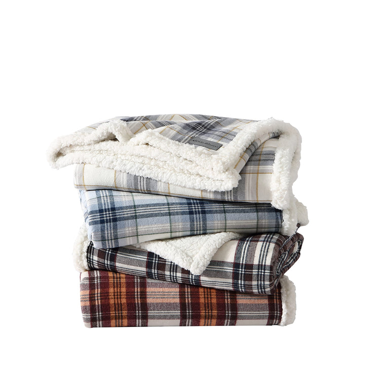 Eddie Bauer - Throw Blanket, Super Soft Reversible Sherpa Fleece Bedding, Ideal Christmas & White Elephant Gifts, Cozy Plaid Throw Blankets for Couch (Edgewood Red, Throw) Edgewood Red Sherpa Throw