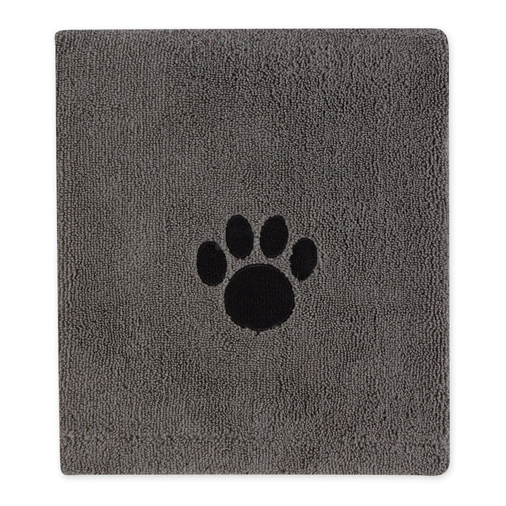 Bone Dry Pet Grooming Towel Collection Absorbent Microfiber X-Large, 41x23.5", Embroidered Gray