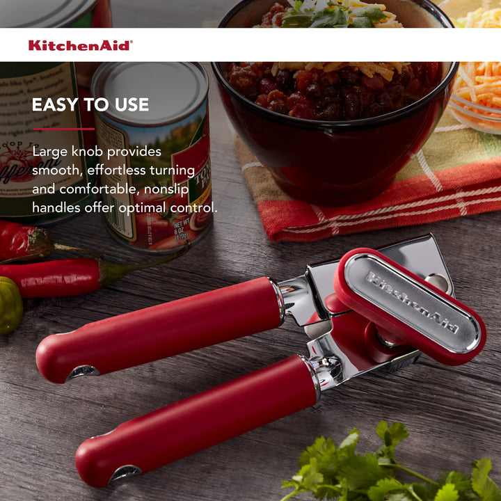 KitchenAid All Over Silicone Can Opener, 7.55-Inch, Empire Red Soft Red