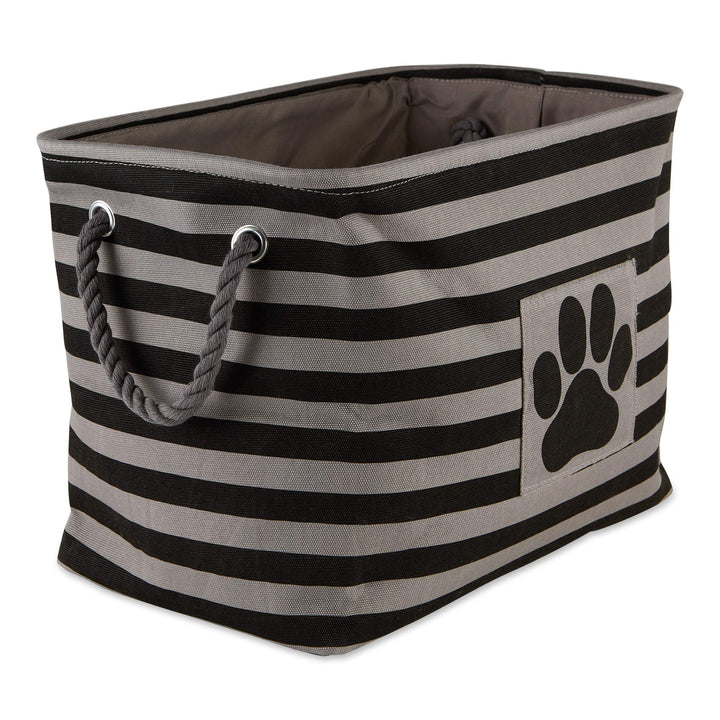 Bone Dry 5743 Pet Storage Collection Striped Paw Patch Bin, Medium Rectangle, Black