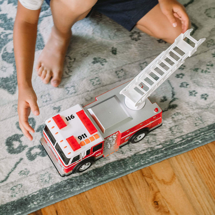 Sunny Days Entertainment Maxx Action 12 Large Fire Truck  Lights and Sounds Vehicle with Extendable Ladder | Motorized Drive and Soft Grip Tires | Red Firetruck Toys for Kids 3-8