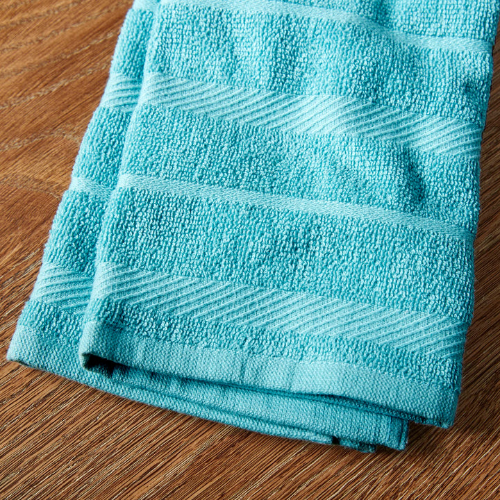 KitchenAid Albany Kitchen Towel 4-Pack Set, Aqua/White, 16"x26" 16"x26"