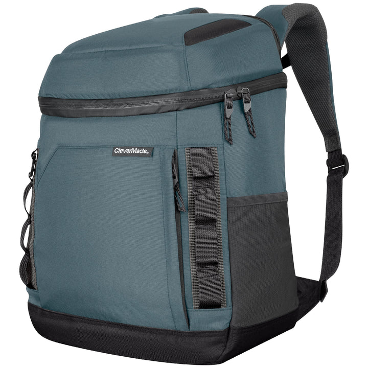 CleverMade Pacifica Backpack Coolers Insulated Leak Proof, Dusty Teal/Midnight - 24 Can Insulated Cooler Bag, Picnic and Beach Backpack Lunch Box - Cooler Backpack Made from Recycled Materials