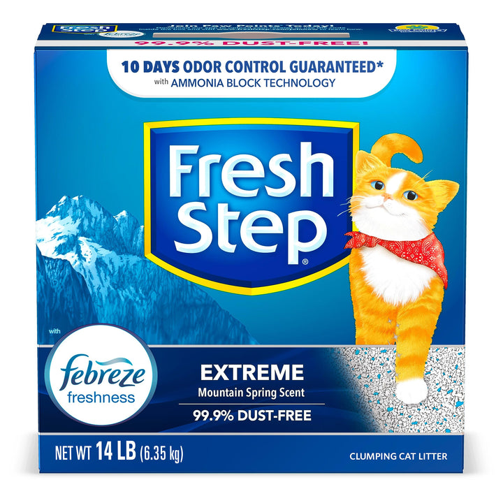 Fresh Step Clumping Cat Litter Multi-Cat Extra Strength Formula With Febreze Freshness, Multi Cat Litter With Ammonia Block Technology, 14 lb. Box