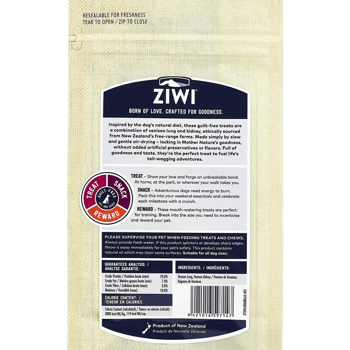 ZIWI Dog Chews and Treats – All Natural, Air-Dried, Single Protein, Grain-Free, High-Value Treat, Snack, Reward (Venison Lung and Kidney) 2.1 Ounce (Pack of 1) Venison Lung & Kidney