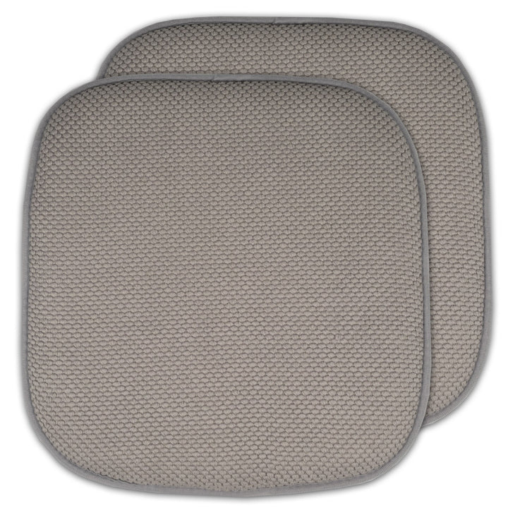Sweet Home Collection Memory Foam Chair Cushion Honeycomb Pattern Solid Color Slip Non Skid Rubber Back Ultimate Comfort and Softness Rounded Square 16" x 16" Seat Cover, 2 Pack, Silver