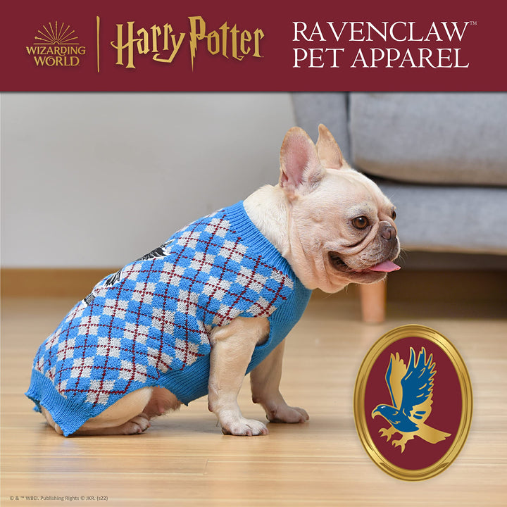 Harry Potter: Ravenclaw Pet Sweater - Large | Large Harry Potter Costumes for Dogs| Harry Potter Dog Apparel & Accessories for Hogwarts Houses, Ravenclaw