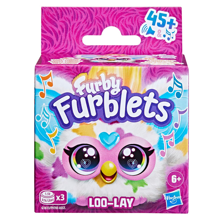 Furby Furblets Loo-Lay Mini Friend, 45+ Sounds & Music, Speaks Only Furbish, Electronic Plush Toys for 6 Year Olds & Up, Multicolor Loo-lay (Gamer Music)