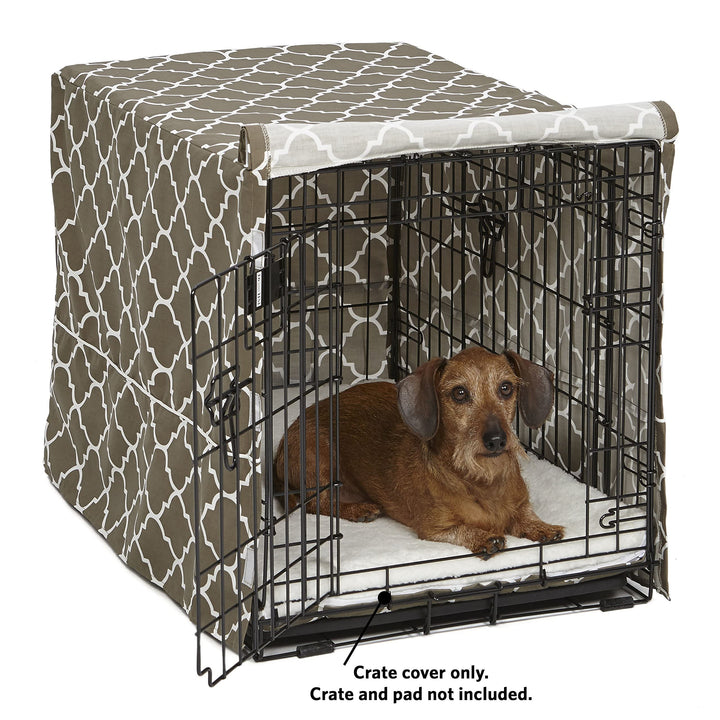 MidWest Homes for Pets Dog Crate Cover, Privacy Dog Crate Cover Fits MidWest Dog Crates, Machine Wash & Dry Brown Geometric Pattern 30-Inch