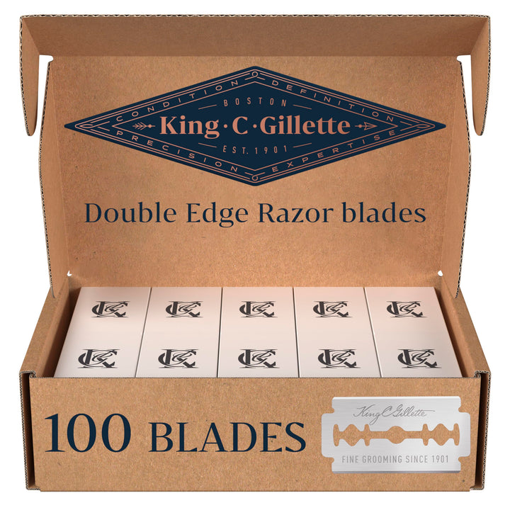 King C. Gillette Double-Edge Safety Razor blades for better control, 100 count, with anti-friction coating