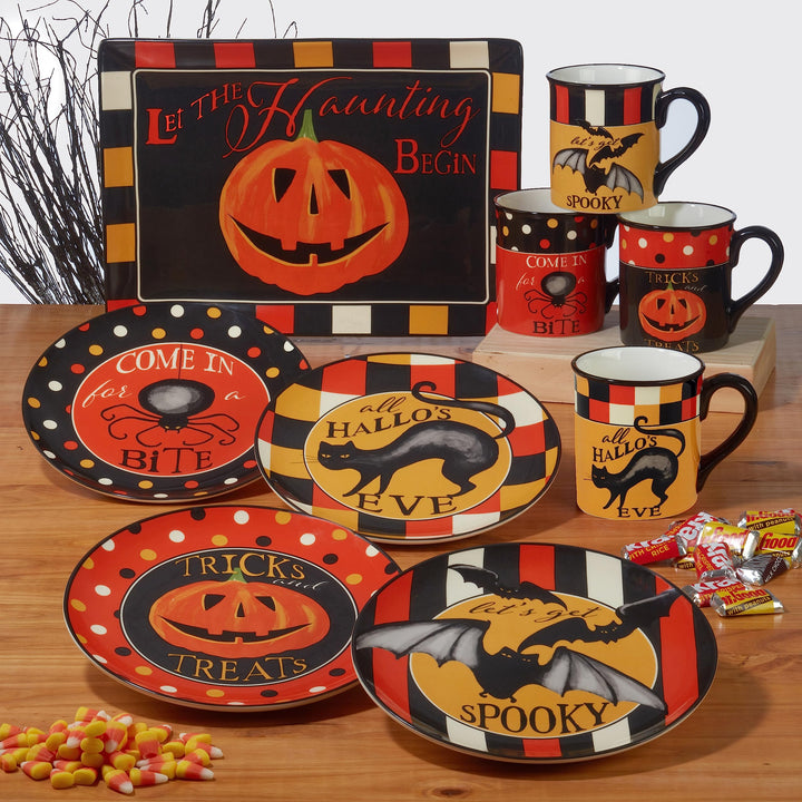 Certified International Spooky Halloween 8.75" Salad/Dessert Plate, Multicolor, Medium, Set of 4