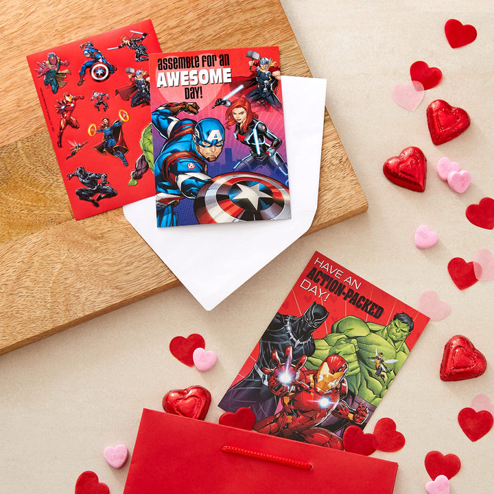Hallmark Avengers Valentines Day Cards and Stickers for Kids School (24 Classroom Valentines with Envelopes) Avengers Valentines with Stickers