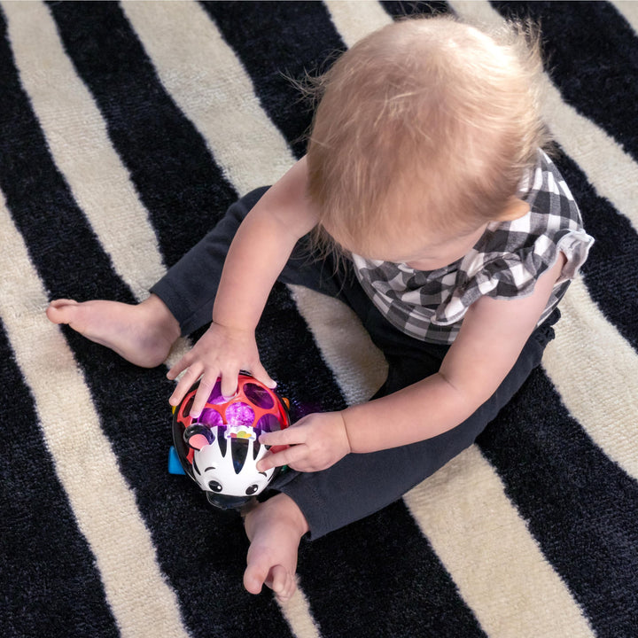 Baby Einstein Curious Car Zen Oball Toy Car & Rattle, Light Up, Ages 3 Months+, Zen The Zebra Zen Oball Car