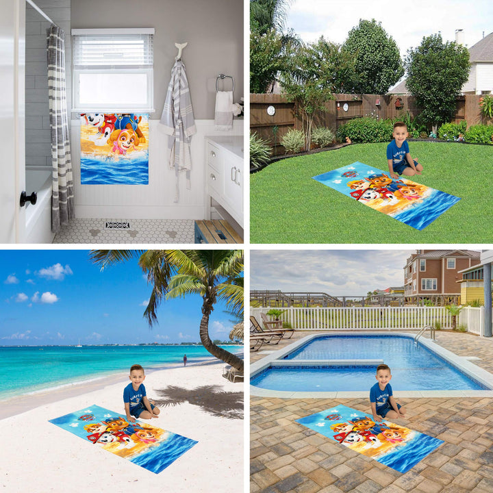 Franco Kids Super Soft Cotton Bath/Pool/Beach Towel, 58 in x 28 in, Paw Patrol Blue, Brown