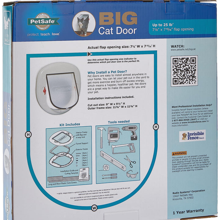 PetSafe Exterior / Interior Cat Door: Staywell Big Cat 4-Way Locking Pet Door Flap for Large Cats- Tinted Privacy Door- Weatherproof, Durable Door Frame- DIY Easy Install with Hardware Kit Included Big Cat Door