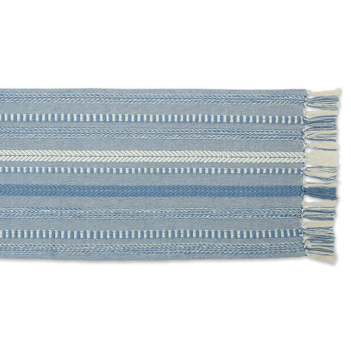 DII Farmhouse Braided Stripe Table Runner Collection, 15x72 (15x77, Fringe Included), Stonewash Blue 15x72" (15x77", Fringe Included) Striped