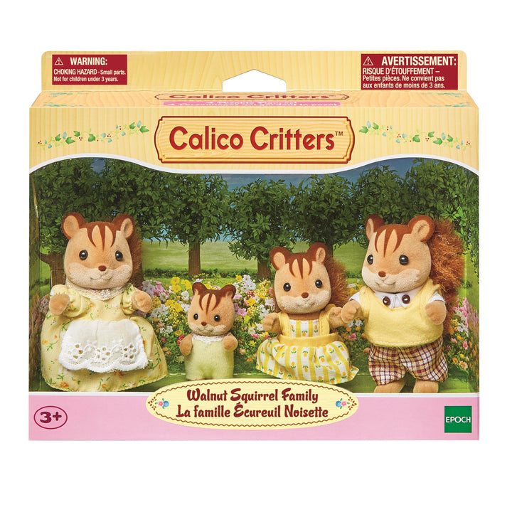 Calico Critters Walnut Squirrel Family - Set of 4 Collectible Doll Figures for Children Ages 3+ Hazelnut Chipmunk Family