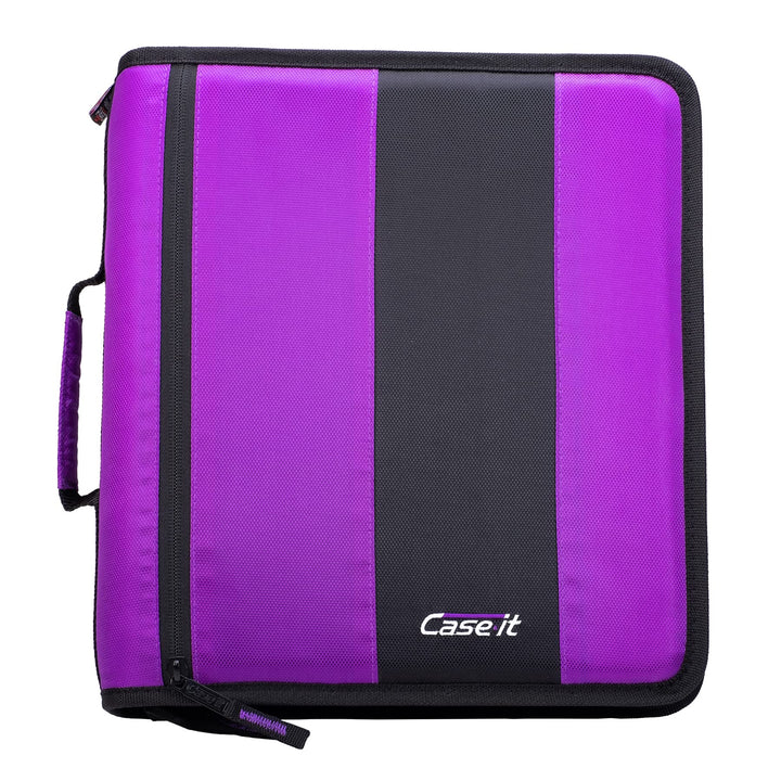 Case-It The Classic Zipper Binder - 2 Inch O-Rings - Multiple Pockets - 800 Sheet Capacity - Comes with Shoulder Strap - Deep Purple D-251 Single