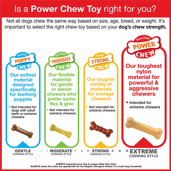 Nylabone Power Chew Classic Bone Chew Toy for Dogs, Durable Dog Toys for Aggressive Chewers, Variety Pack, Regular - Up to 25 Ibs. (3 Count) Peanut Butter, Bacon & Chicken Small/Regular (3 Count)