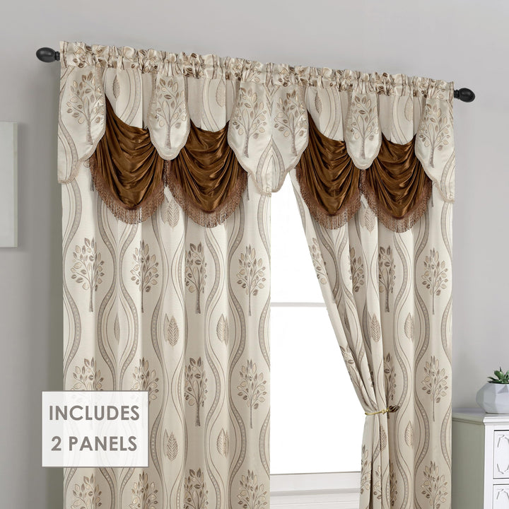 Elegant Comfort Luxurious Beautiful Curtain Panel Set with Attached Valance and Backing 54" X 84 inch (Set of 2), Navy Blue 54"W x 84"L (Pack of 2)