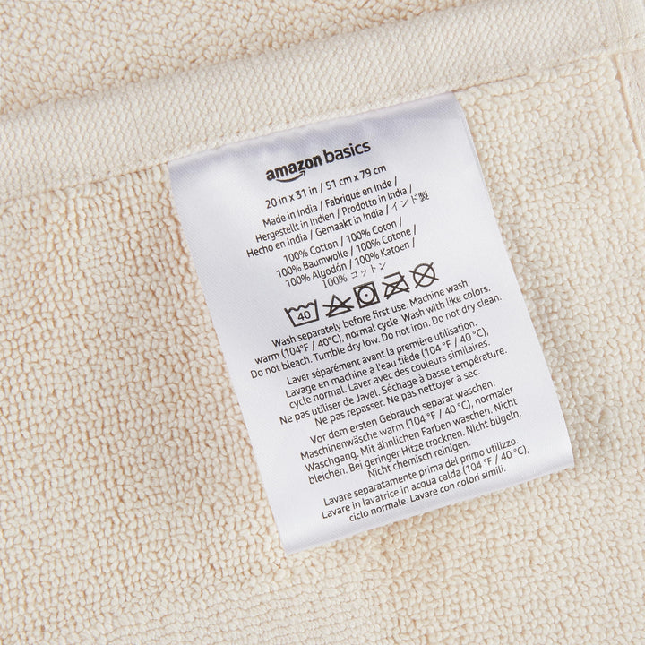 Basics Banded Bathroom Bath Rug Mat, Cream, 31" L x 20" W