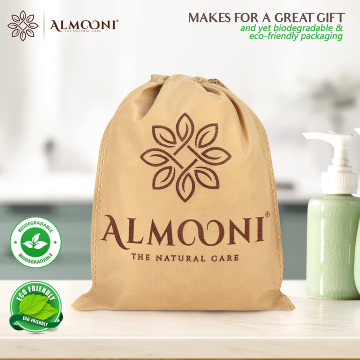 Almooni Natural Loofah Exfoliating Body Scrubber, Made with Natural Egyptian Shower Loofah Sponge, Bath Shower Loofah Sponge for Women and Men, for Face and Body That Gets You Clean - 2 Count (1 Pack)