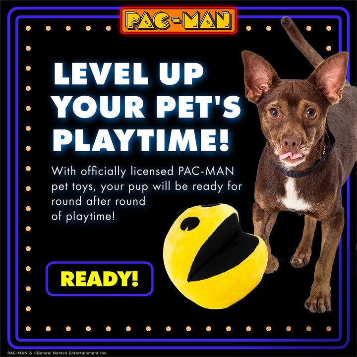 PAC-MAN for Pets 8" Plush Squeak Toy for Dogs | Plush Dog Toy with Squeaky | Squeaker Dog Toys | Officially Licensed Pet Products | Gifts for Gamers and Arcade Lovers