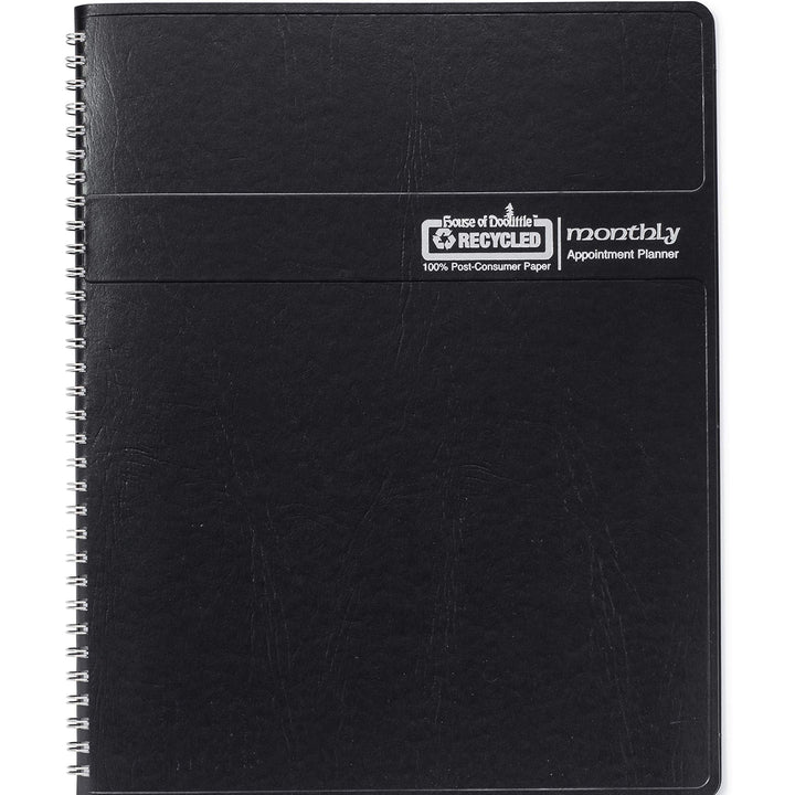 2025 House of Doolittle 8.5-inch x 11-inch Monthly Planner, Faux Leather Cover, Black (26202-25) 14 Month