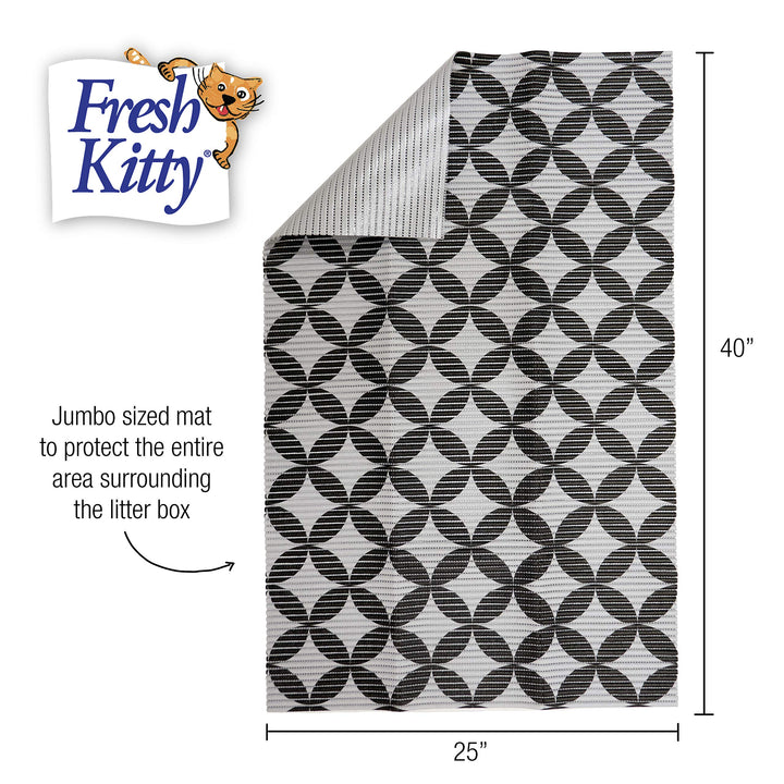 Fresh Kitty Durable XL Jumbo Foam Litter Box Mat  BPA and Phthalate Free, Water Resistant, Traps Litter from Box, Scatter Control, Easy Clean Mats  Gray Pattern 40x 25 (9052)