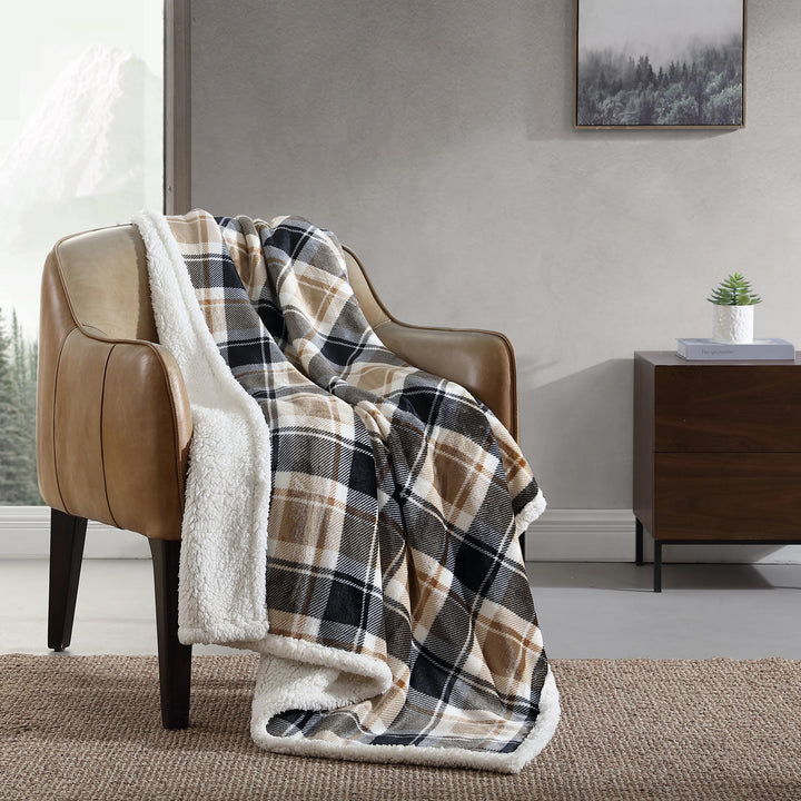 Eddie Bauer - Throw Blanket, Super Soft Reversible Sherpa Fleece Bedding, Ideal Christmas & White Elephant Gifts, Cozy Plaid Throw Blankets for Couch (Elk Stance Grey, Throw) Elk Stance Grey/White Animal