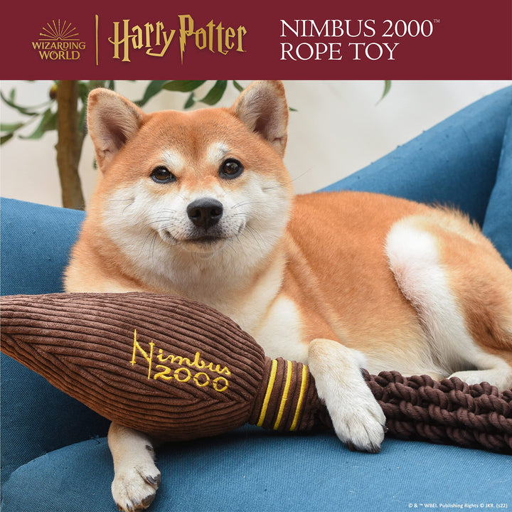 Harry Potter Nimbus 2000 Rope Pet Toy | Rope Tug Toy for Dogs Nimbus 2000 | Nimbus 2000 Dog Toy for Tugging with Crinkle and Squeaker | Rope Dog Toy for Pets Nimbus Rope 24 inch