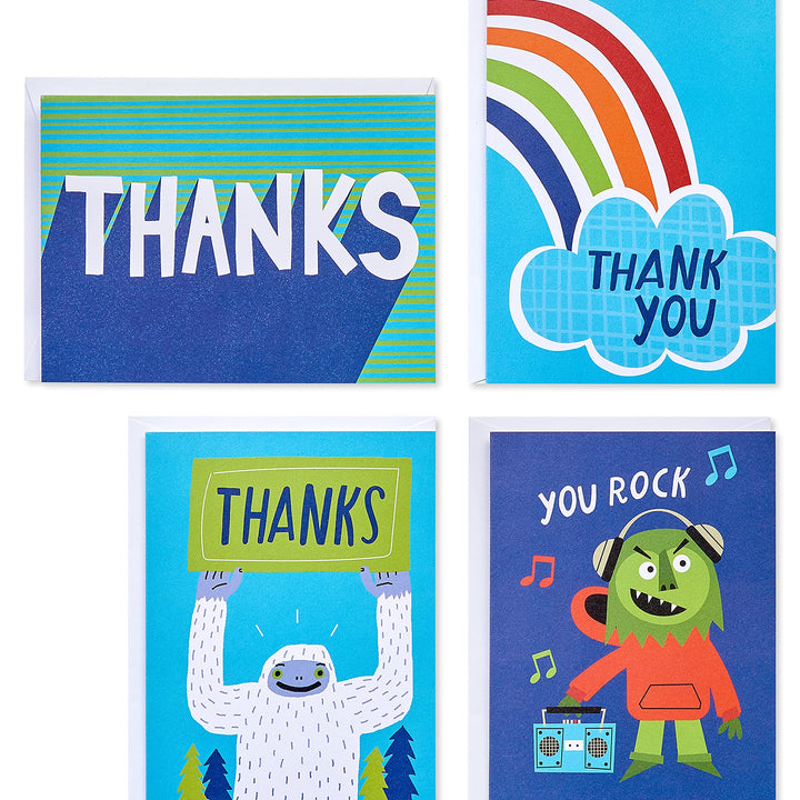 American Greetings Thank You Cards with Envelopes for Kids, Bright Blue (48-Count)