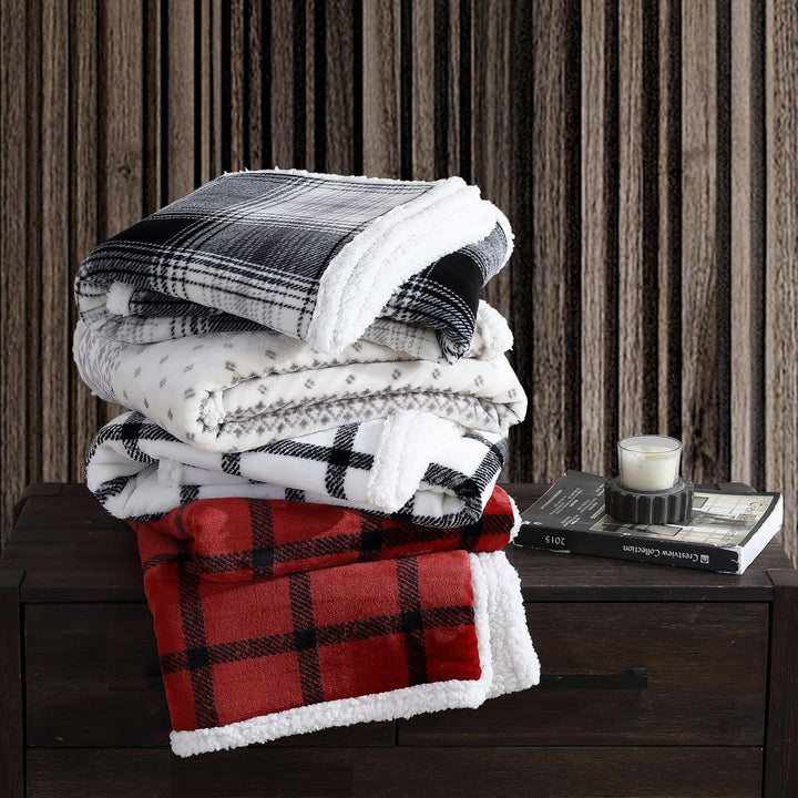 Eddie Bauer - Throw Blanket, Super Soft Reversible Sherpa Fleece Bedding, Ideal Christmas & White Elephant Gifts, Cozy Plaid Throw Blankets for Couch (Elk Stance Grey, Throw) Elk Stance Grey/White Animal