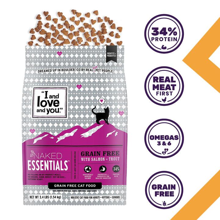 I and love and you Naked Essentials Dry Cat Food - Chicken + Duck - Grain Free, Real Meat, No Fillers, Prebiotics + Probiotics, 11lb Bag Chicken and Duck 11 Pound (Pack of 1)