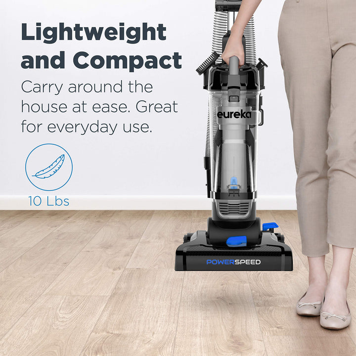 EUREKA PowerSpeed Lightweight Powerful Upright Vacuum Cleaner for Carpet and Hard Floor, Pet Turbo, Black,Yellow NEU181D w/ Pet Tool