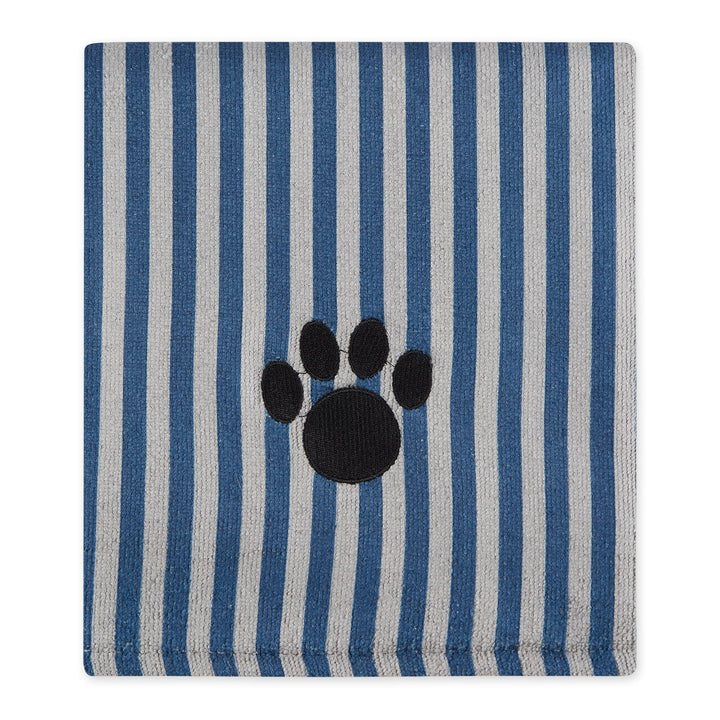 Bone Dry Pet Grooming Towel Collection Absorbent Microfiber X-Large, 41x23.5", Striped Navy