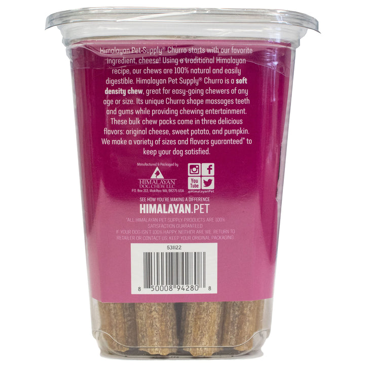 CHURRO Himalayan Cheese Treat Tub | Sweet Potato Churro | Lactose Free - Gluten Free - Grain Free | USA Made | for All Breeds | 16 x 6 inch Churros | Real Sweet Potato and Himalayan Cheese 1 Pound (Pack of 1)