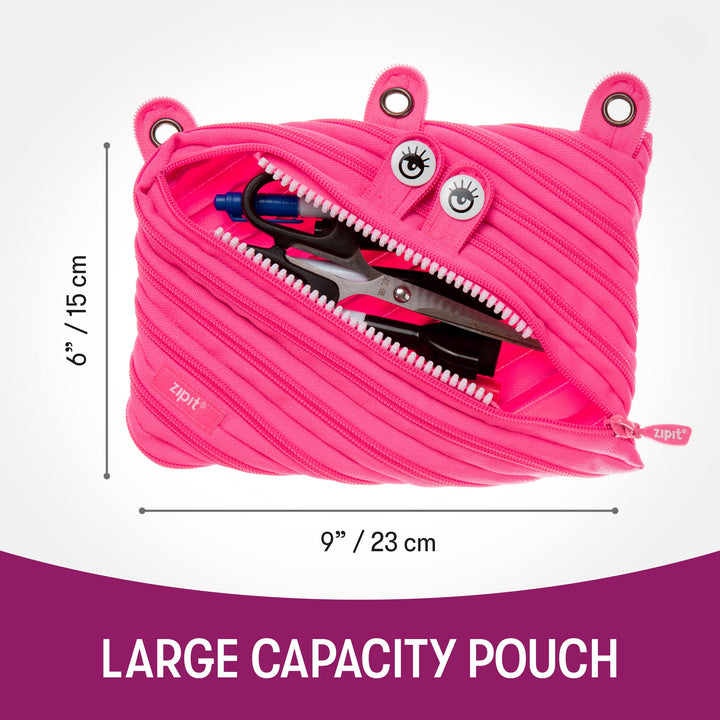 ZIPIT Monster Pencil Pouch for Girls | 3-Ring Binder Pencil Case | Large Capacity Pen Case for School (Pink) 3-ring Pencil Case Pink