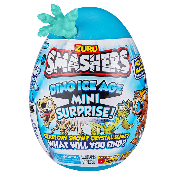 ZURU Smashers Dino Ice Age Ankylosaurus: Mini Surprise Egg with Slime, Dinosaur Toy, Collectibles, and Smashable Egg for Kids