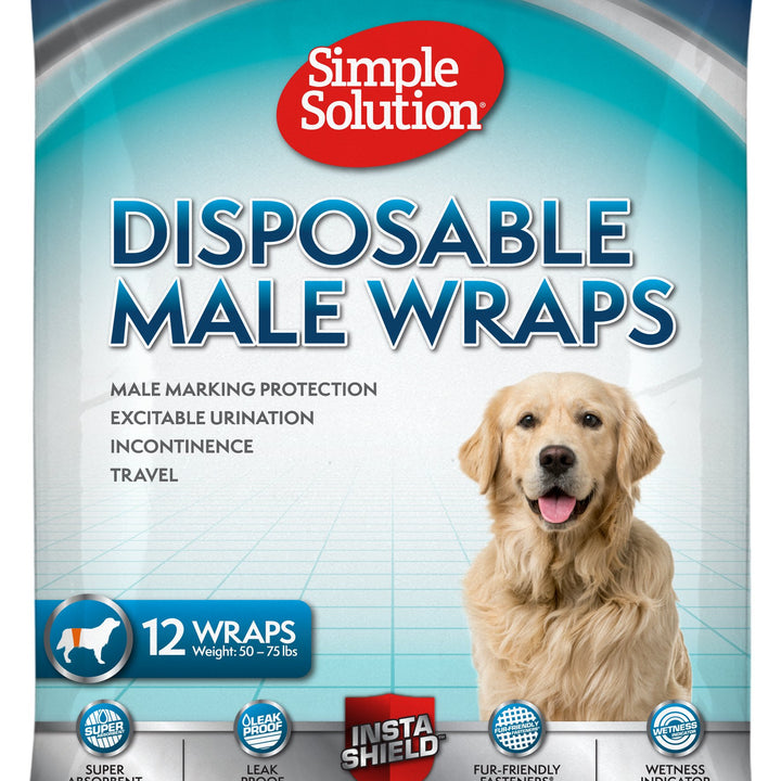 Simple Solution Disposable Dog Diapers for Male Dogs | Male Wraps with Super Absorbent Leak-Proof Fit | Large | 12 Count