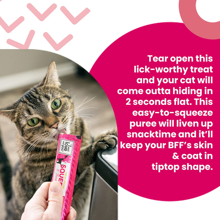 "I and love and you" Treat Meow Skin and Coat Support, Lickable Cat Treat, Tuna Recipe, 0.5 Oz (Pack of 4) 0.5 Oz (Pack of 4)