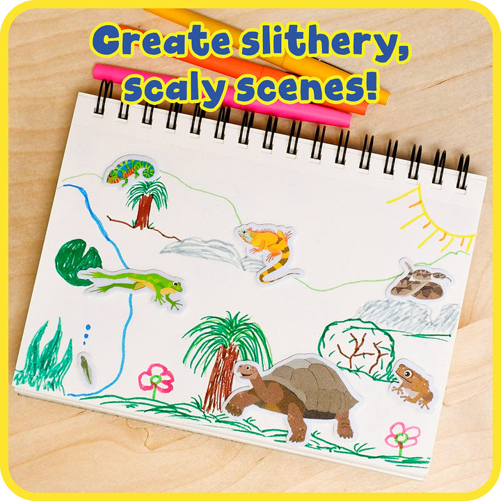 READY 2 LEARN Foam Stickers - Reptiles & Amphibians - Pack of 184 - Kids Self-Adhesive Stickers - 3D Snake Stickers for Laptops, Party Favors, Crafts