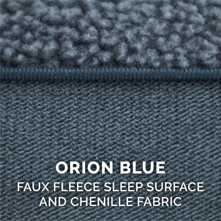 Furhaven Replacement Dog Bed Cover Sherpa & Chenille Sofa-Style, Machine Washable - Orion Blue, Large Cover Only 36.0"L x 27.0"W x 0.3"Th (Sherpa & Chenille) Orion Blue