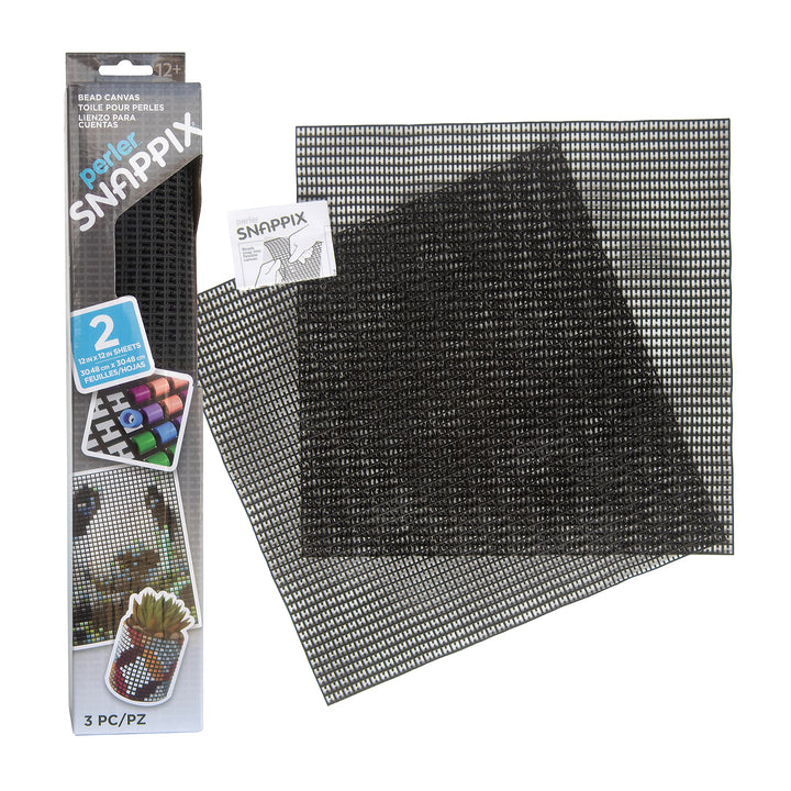 Perler 80-22881 Snappix Canvas Set for Bead Crafts, 12" x 12" Mesh Sheets, Black, 2pcs Black,