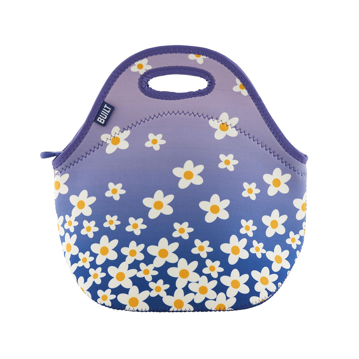 BUILT Gourmet Getaway Soft Neoprene Lunch Tote Bag Lightweight, Insulated and Reusable, One Size, Wild Lavender Lily