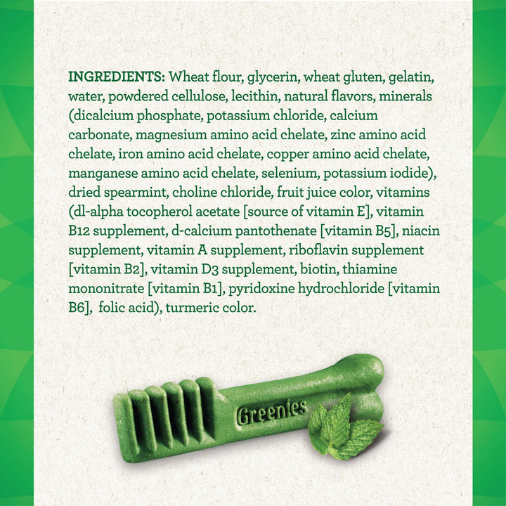 Greenies TEENIE Natural Dental Care Dog Treats Mint Fresh Flavor, 12 oz. Pack (43 Treats) 43 Count (Pack of 1)