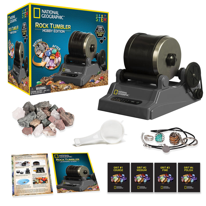 The Ultimate Bundle for Any Rock Lover By National Geographic - Includes Rock Tumbler Kit, 10 Break Your Own Geodes, and a Gemstone Dig Kit!