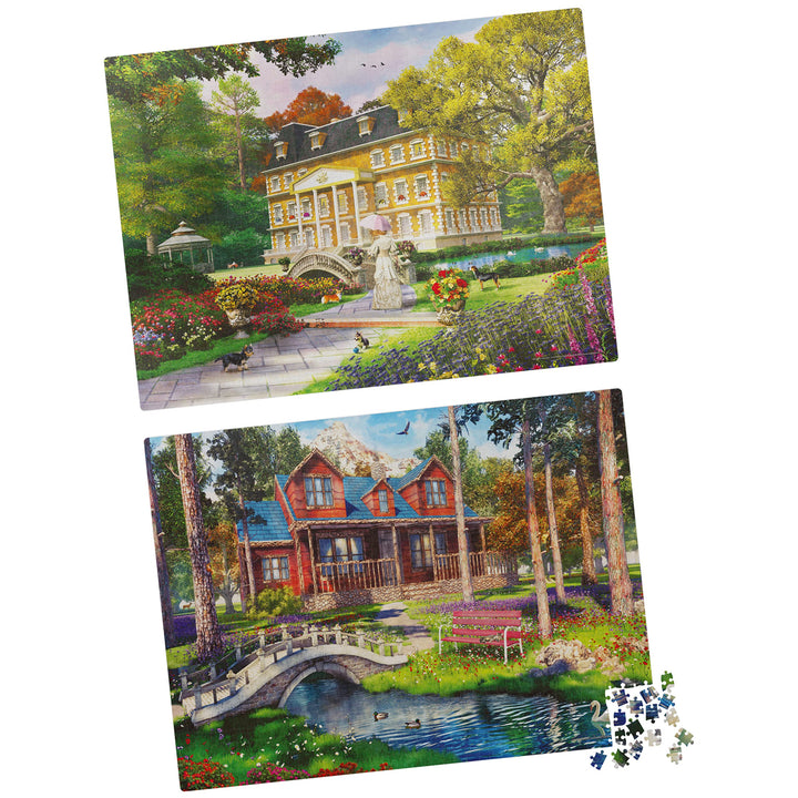 2-Pack of 1000-Piece Jigsaw Puzzles, Pine Cabin & Summer Estate | Puzzles for Adults and Kids Ages 8+,  Exclusive